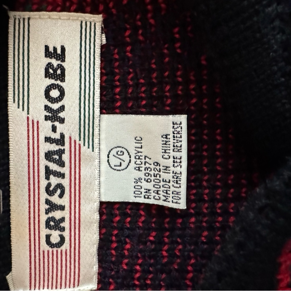 Vintage Crystal Kobe Plaid Holiday Cardigan Sweater - Picture 3 of 4